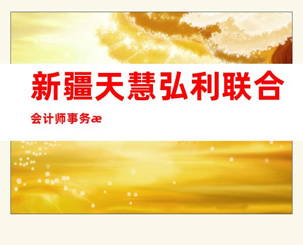 新疆天慧弘利联合会计师事务所(普通合伙)